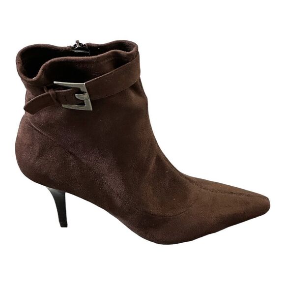BCBGirls PL Shelly Faux Suede Booties in the Size 8.5M in Chocolate Brown Color - Picture 4 of 11